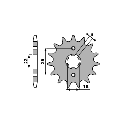 PBR ZĘBATKA PRZEDNIA 2053 13 18NC YAMAHA TW 125`99-`04 (JTF1559.13) (ŁAŃC. 428)